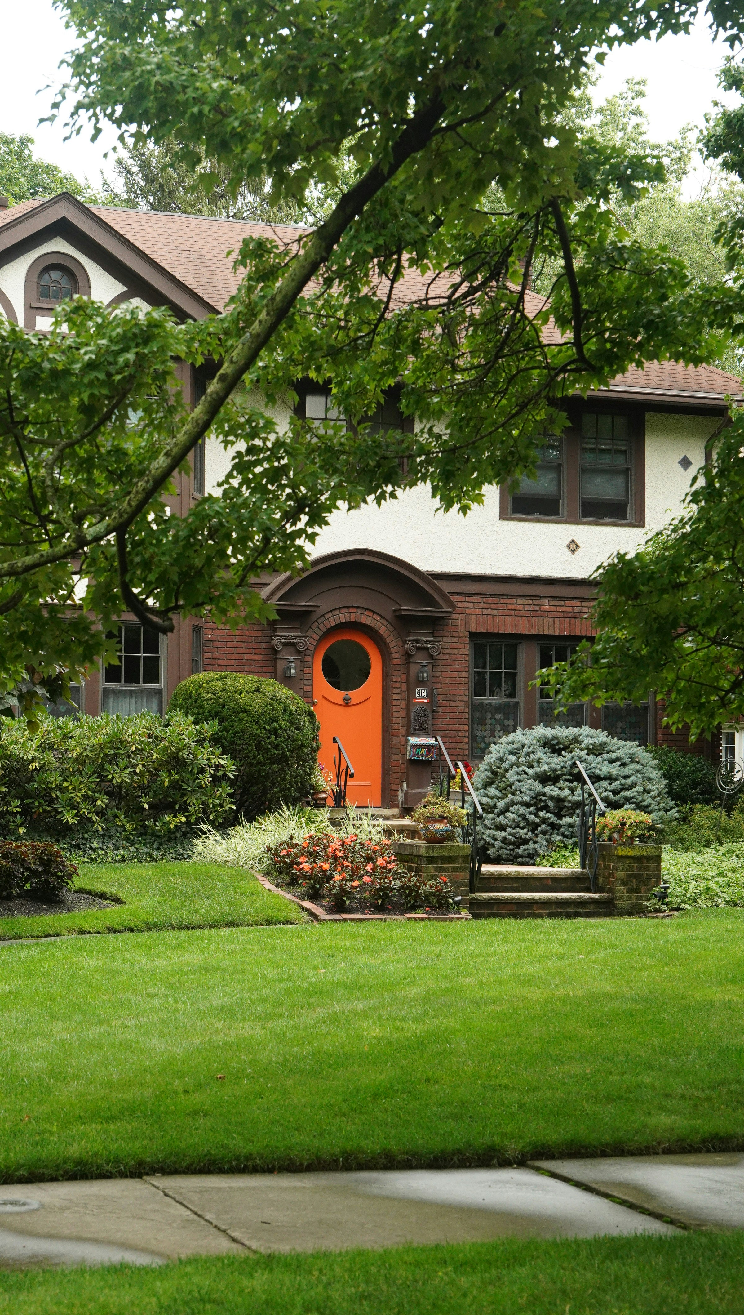 Full-thickness bluestone walk and front steps on a 1920s Tudor